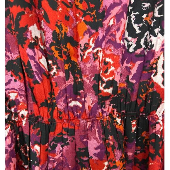 Miss Lavish Red & Pink Floral Midi Kaftan Swim Cover Up Dress Size 3X New - Picture 8 of 15